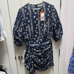 Rhode-Navy Pia Floral Puff Sleeve Dress NWT SZ 6